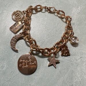 Virgo Gold Tone Charm Bracelet Astrology